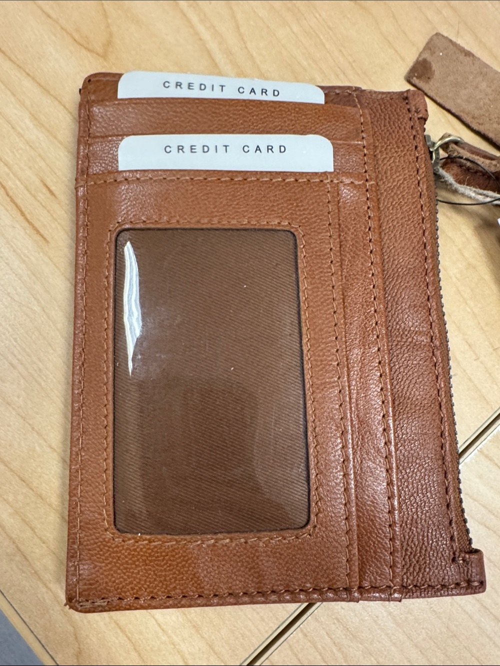 Women's Leather Card Wallet in Brown